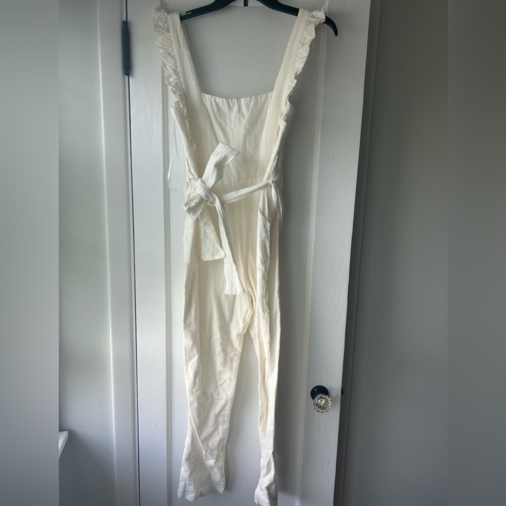White Ruffle Jumpsuit - Picture 3 of 4